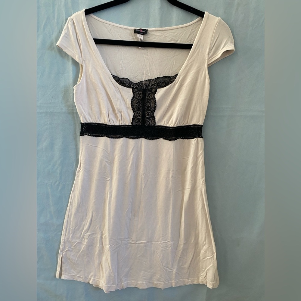Cosabella Cream Chemise with Black Lace Trim